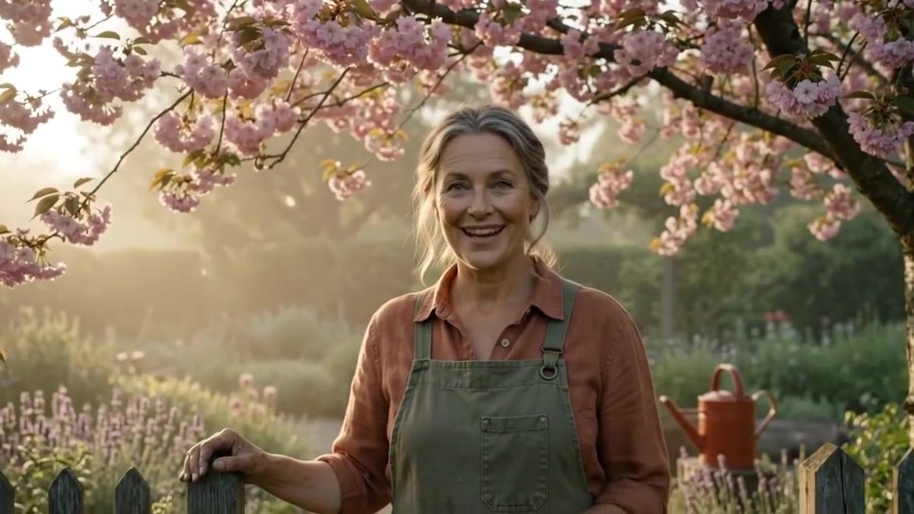Maggie welcoming you under the cherry blossoms